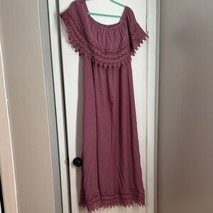 Off-Shoulder Lace Trim Dress